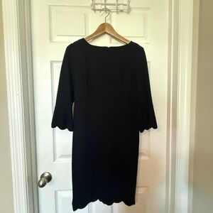 Talbots Black Long Sleeve Dress with Scalloped Hem